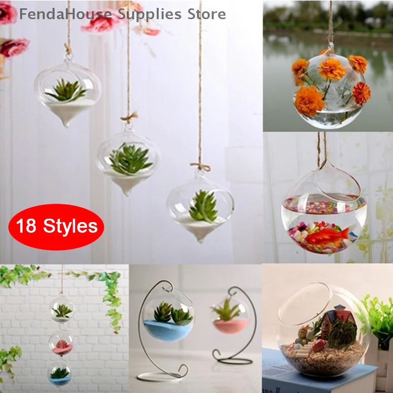 terrarium suspendu verre transparent plante mousse fleur moderne minimaliste