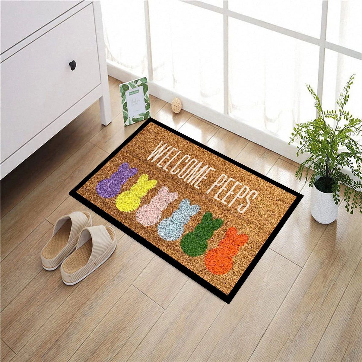 tapis d'entrée antidérapant caoutchouc marron clair violet jaune rose pâle bleu clair vert orange