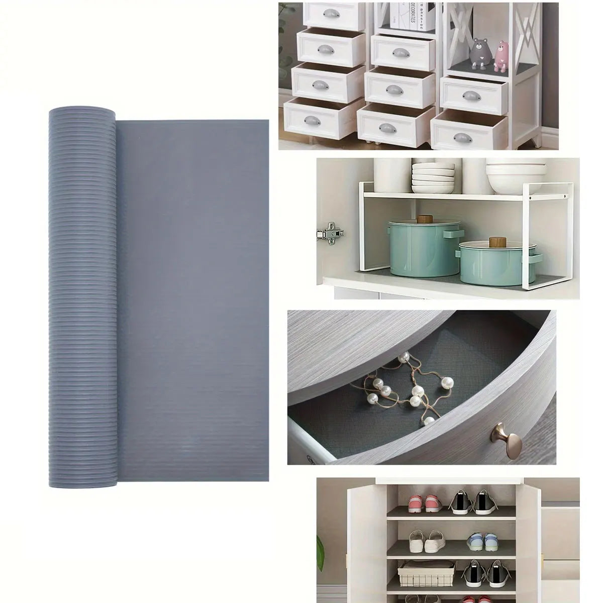 tapis rangement gris rayures horizontales moderne imperméable eva 100x45cm 200x45cm 300x45cm 500x45cm