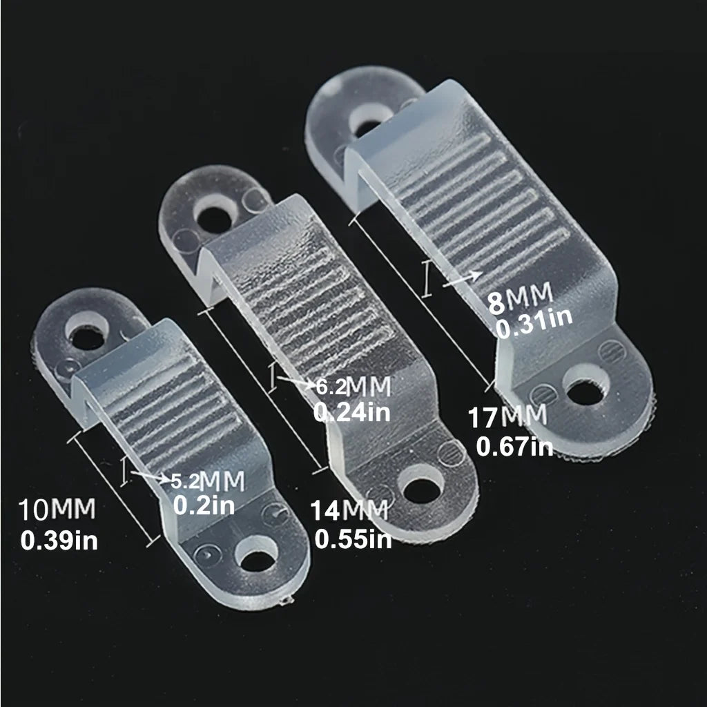 clips fixation ruban led transparent modernes 10mm 14mm 17mm sans vis 50 pièces ridges