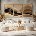 tableaux abstraits calligraphie arabe lignes ondulées moderne sans cadre toile beige marron clair décoration