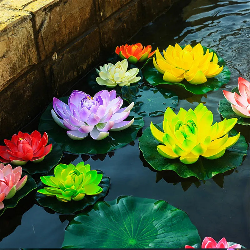 fleur artificielle lotus violet blanc vert jaune orange rouge décoration extérieur piscine noël maison