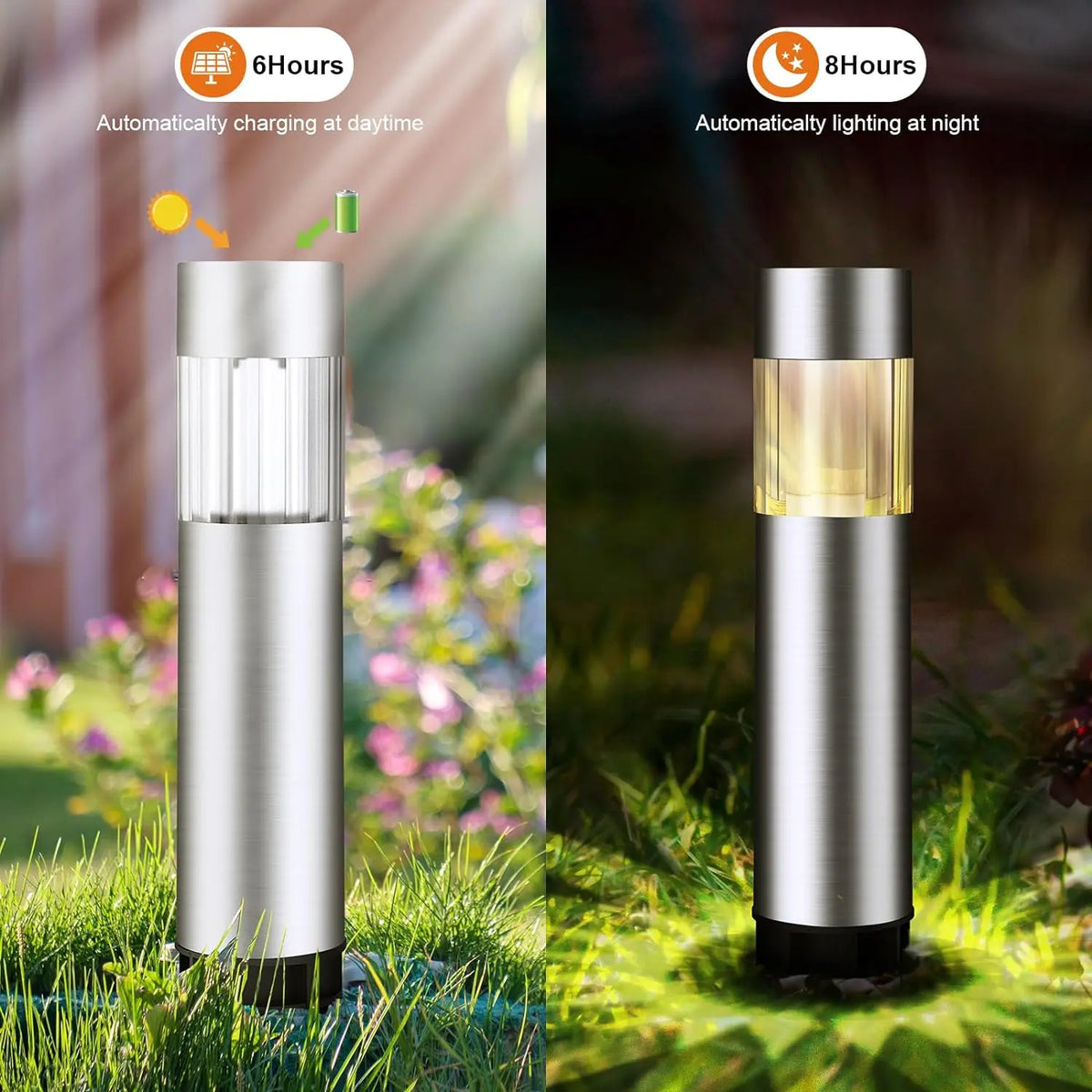 lampe solaire jardin led acier inoxydable moderne argenté doré ip65extérieur minimaliste