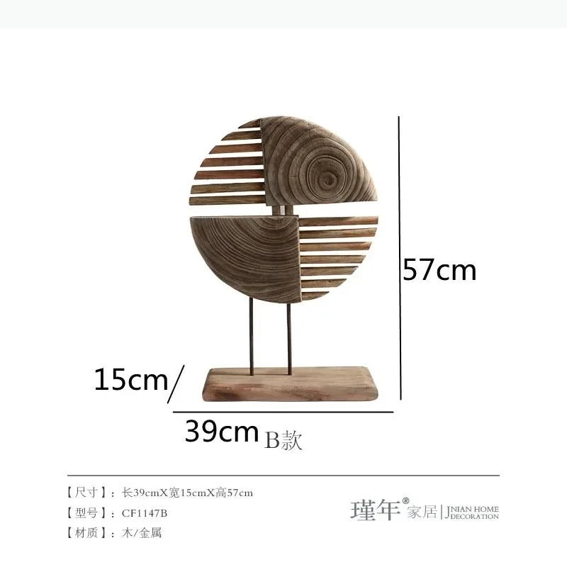 sculptures bois modernes naturel brun gris spirale franges coquillage cheval pomme bol rouleaux