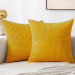 housse coussin carrée marron rayures horizontales moderne canapé lit décoration maison