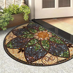 tapis d'entrée moderne vert feuilles antidérapant polyester extérieur salon 40cm 60cm