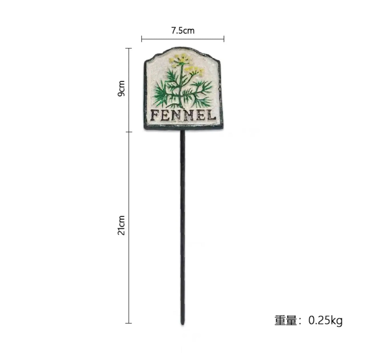 plaque jardin vintage illustration plantes blanc vert noir décorative métallique tringle fixée