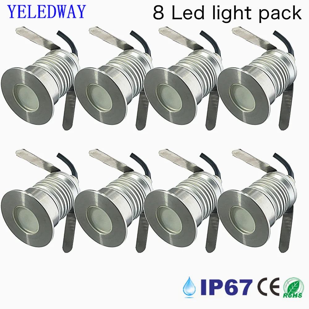 lumière led encastrable extérieure ip67 moderne 1w 3w 12v 24v argente argenté minimaliste