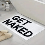 tapis bain moderne lettres GET NAKED noir blanc épais humeur 60x90cm respectueux environnement