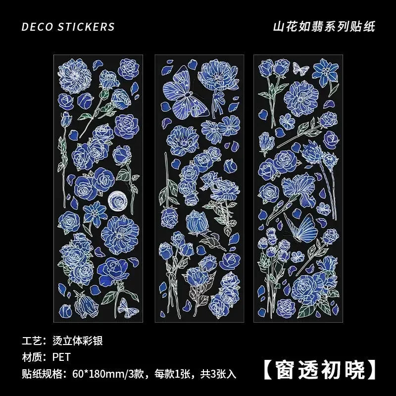 étiquettes décoratives artisanales adhésives papillons strass floral romantique or noir blanc rose vert bleu