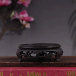 support vases texture bois sculpté motifs floraux noir classique orné grille dimensions multifonctionnel