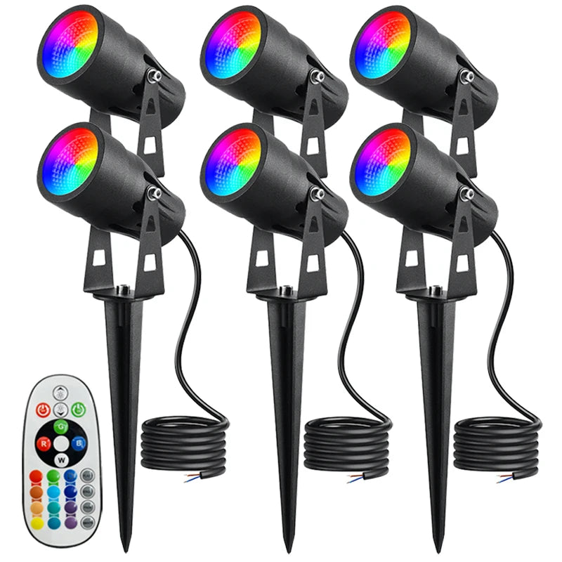 projecteur paysager led noir moderne télécommande éclairage extérieur ip65 étancheRGBO