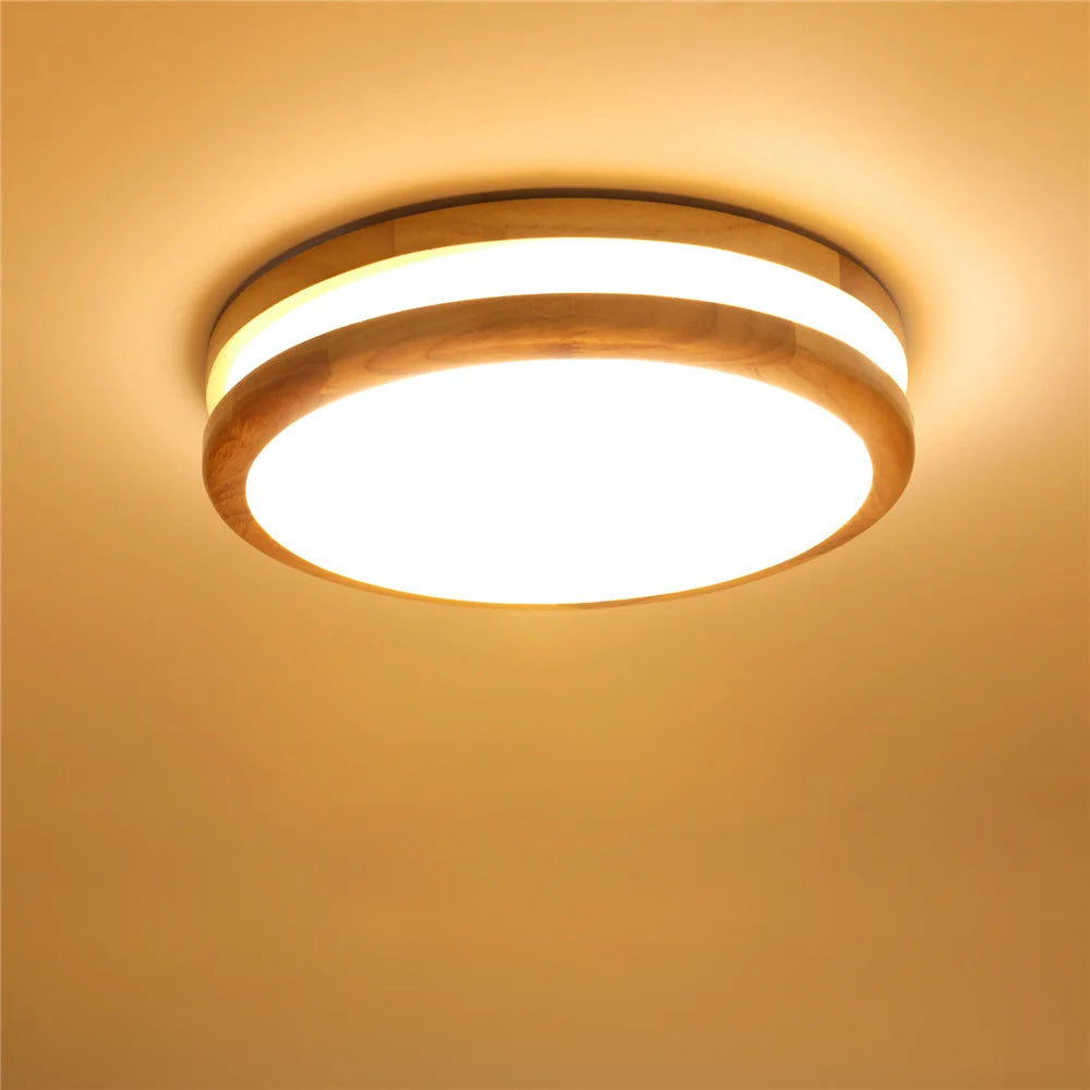 plafonnier led moderne bois diffuseur acrylique opaque salon chambre entree