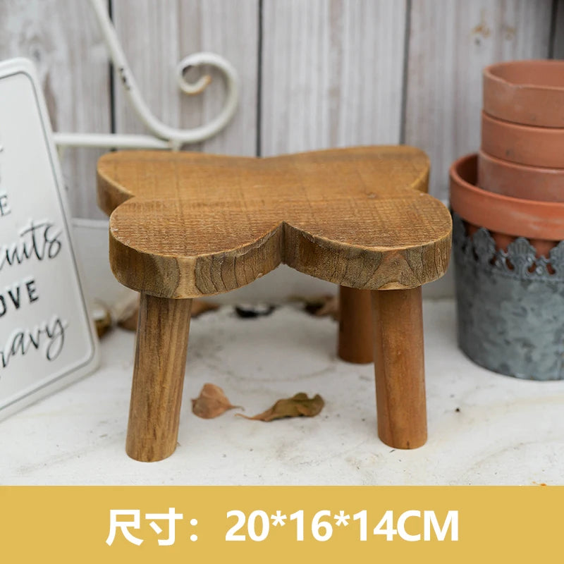 tabouret papillon bois marron rustique support fleurs décoration maison étagère accessoires vintage campagnard chambre