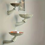 support mural champignon blanc orange rouge relief artisanal naturel adhésif inclus.texture.grey.stem