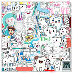 stickers dentaires mignon brosse dents dentifrice dessin animé bleu blanc rose vert noir gris