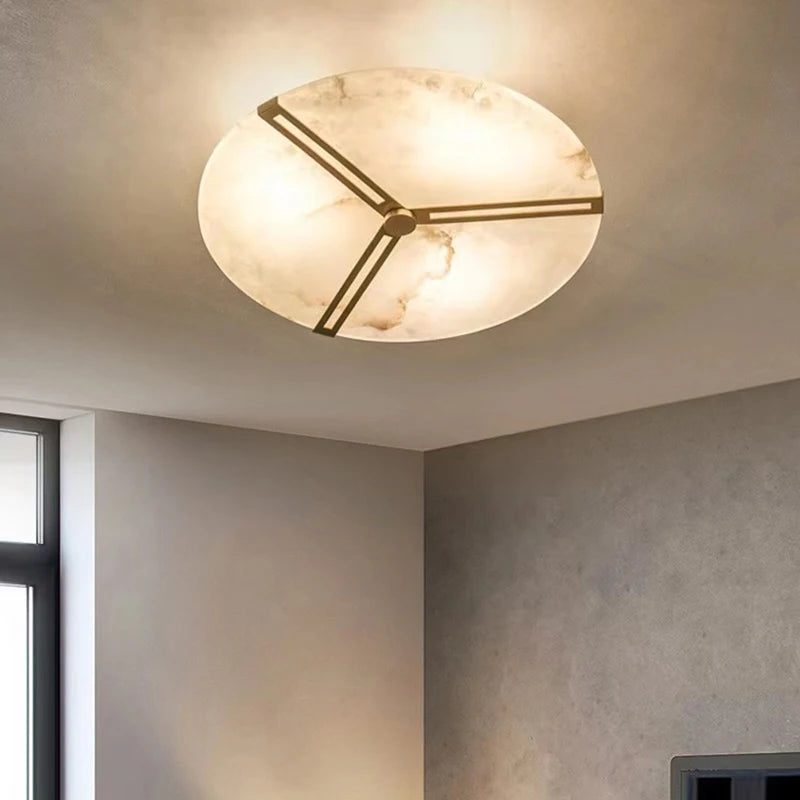 plafonnier moderne marbre blanc doré fer lumiere led facile chambre salon cuisine
