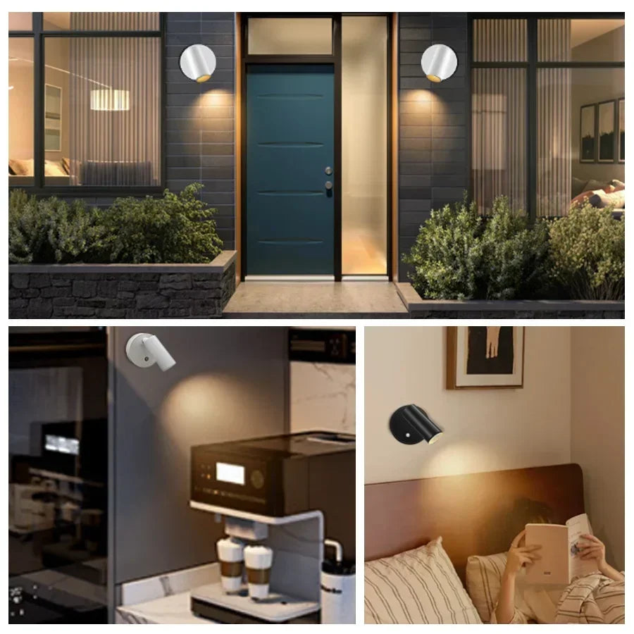 lampe murale rechargeable moderne blanc noir interrupteur tactile led 5v batterie abs