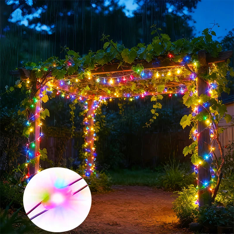 guirlande lumineuse solaire flexible 100 led multicolore ip65 imperméableextérieur jardin decoration festive
