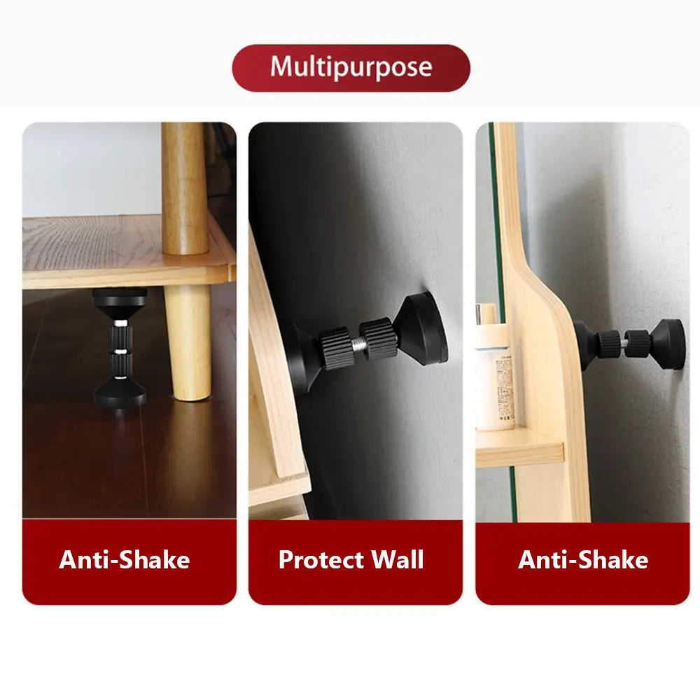supports meubles anti secouements ventouses vis noir bois clair hauteur réglable moderne minimaliste fixations