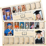 cadre photo bois My School Journey emplacements photos texte gravé rustique