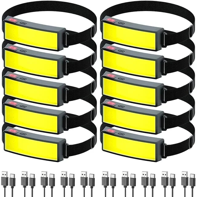 lampe frontale rechargeable led usb camping pêche chasse bande rétractable indicateur puissance moderne noire