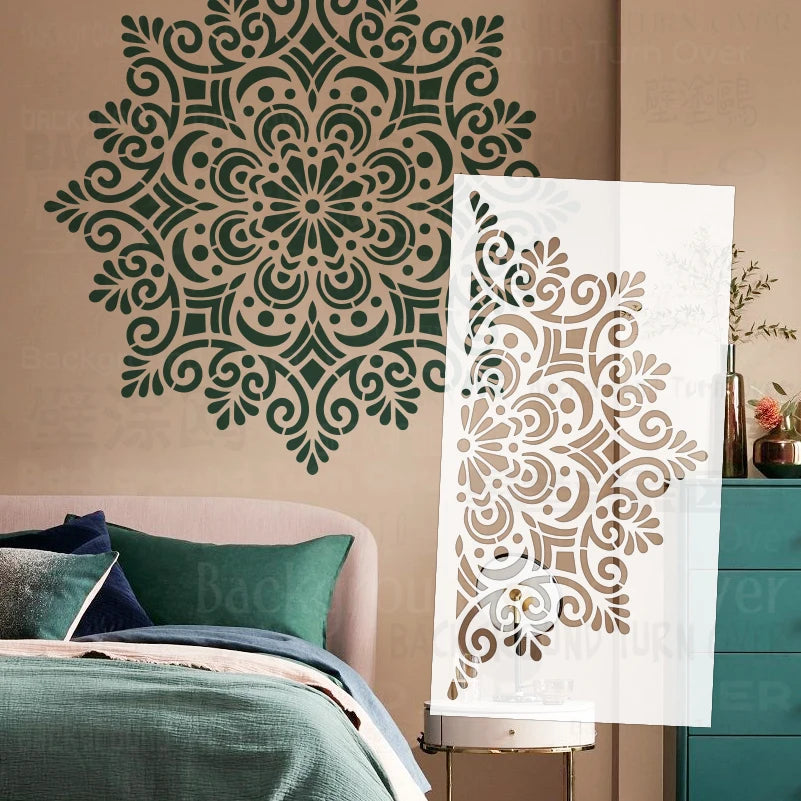 Stencil mural floral vert foncé stencil peinture murale artisanal décoration adhésif taille moyenne grande