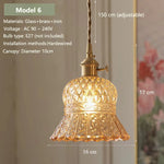 suspension lumineuse vintage transparente relief doré éclairage rétro chambre salon