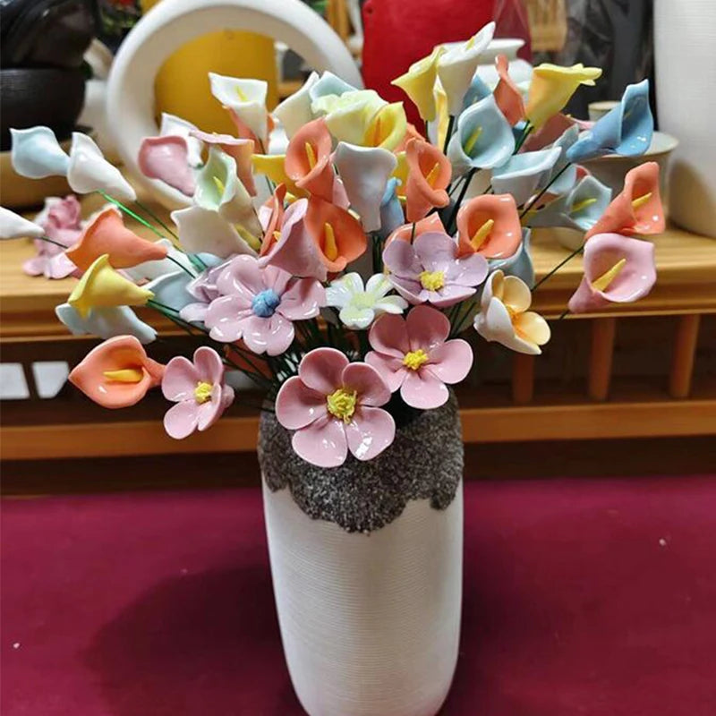 décoration intérieure bouquets artificiels fleurs céramique couleurs variées moderne saint valentin anniversaire mariage