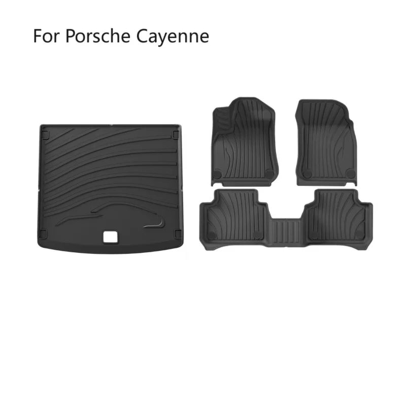 tapis sol coffre rayures horizontales tpe fibre synthétique noir moderne porsche cayenne