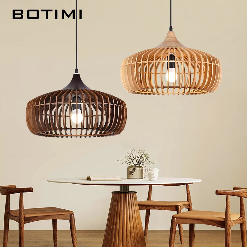 lampe suspendue bois naturel bambou moderne rustique salon chambre éclairage 220V 249 2000lm ans