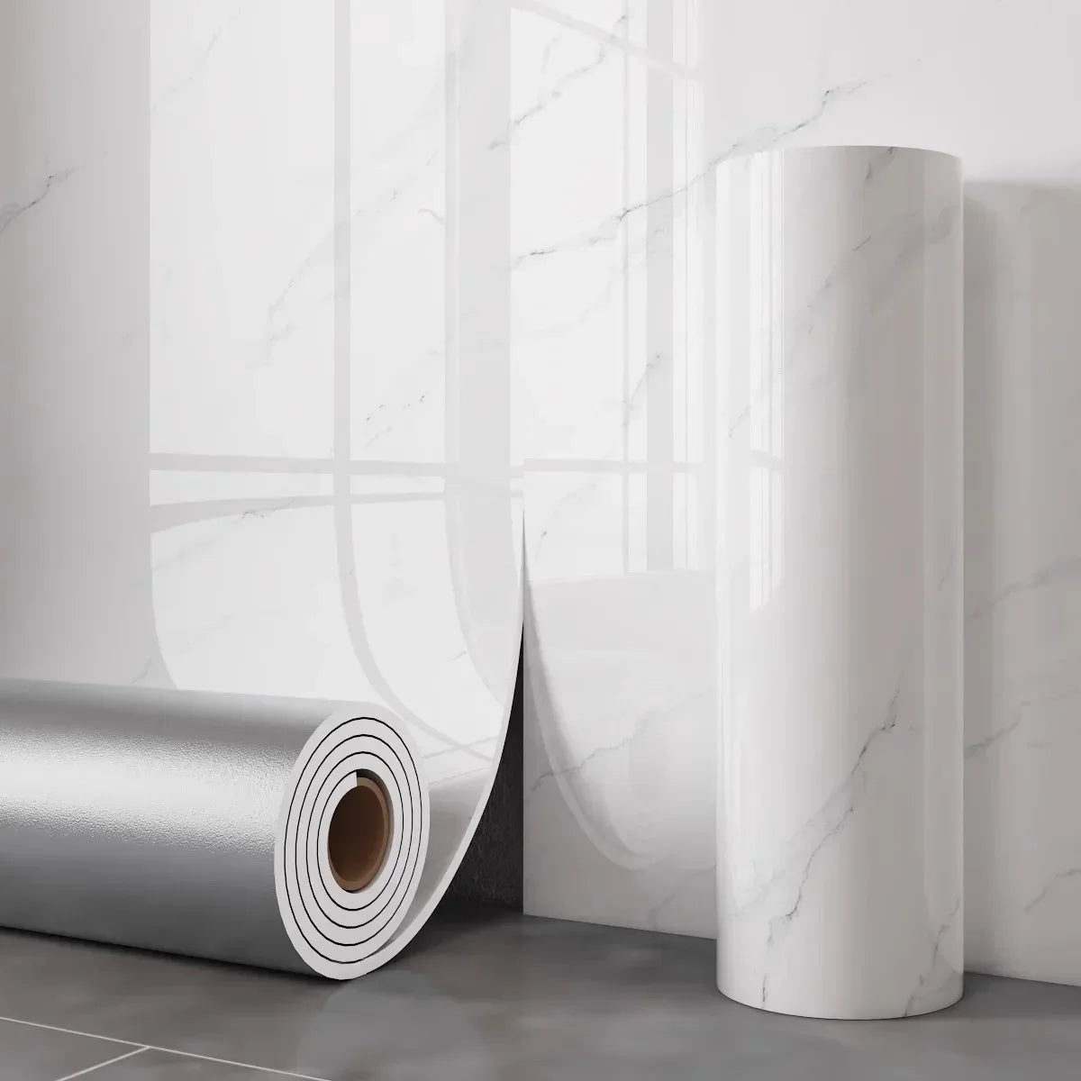 papier peint adhésif vinyle marbré gris blanc effet 3d mur cuisine salle bain