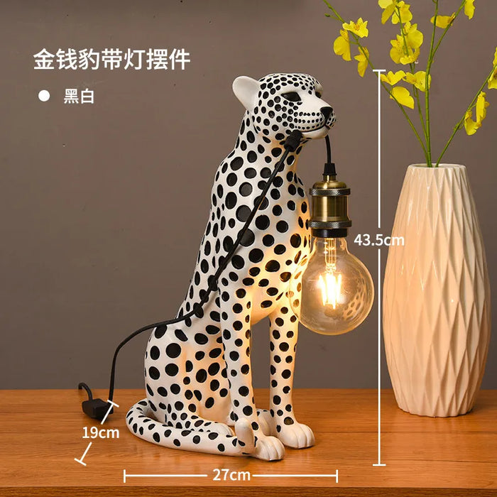 lampe table moderne résine noire blanche points animaux salon chambre enfantsDecorationHome