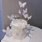 décoration gâteau papillon doré clips festif anniversaire transparent rose blanc