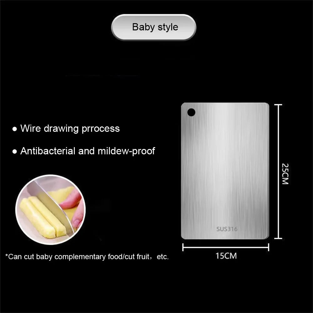 planche découper acier inoxydable rectangle lisse poignée moderne grande cuisine préparation alimentaire
