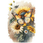 kit broderie point croix tableau fleurs papillons toile coton aiguilles fils plan complet