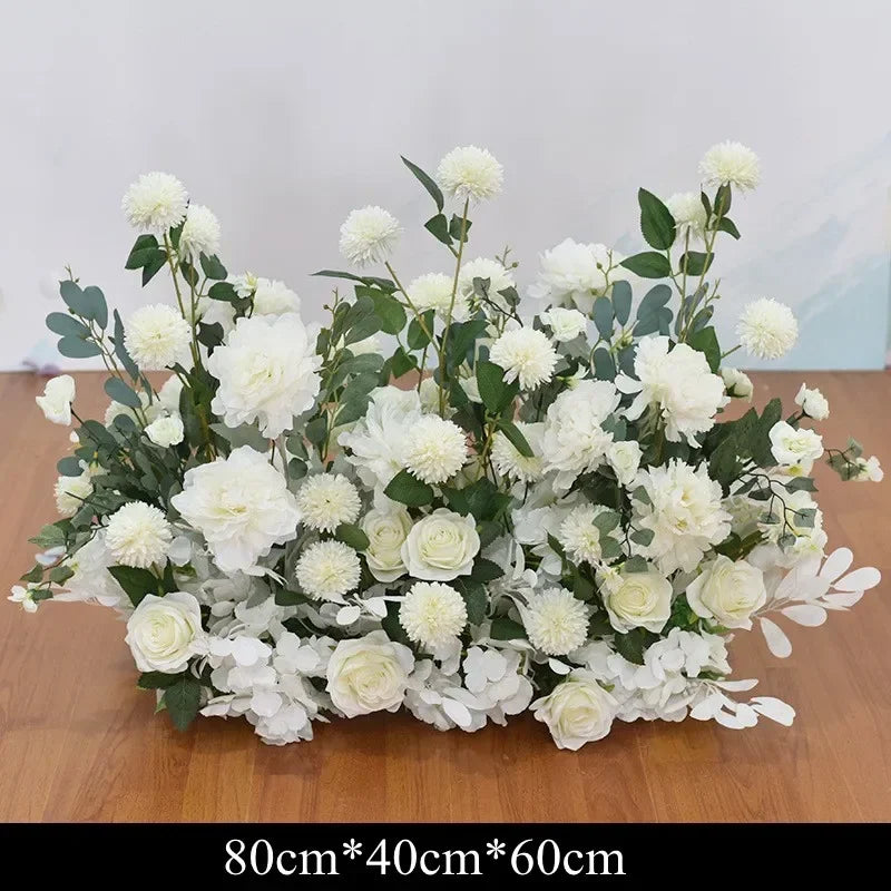 décoration murale fleurs artificielles blanc roses mariage romantique intérieur eucalyptus verte