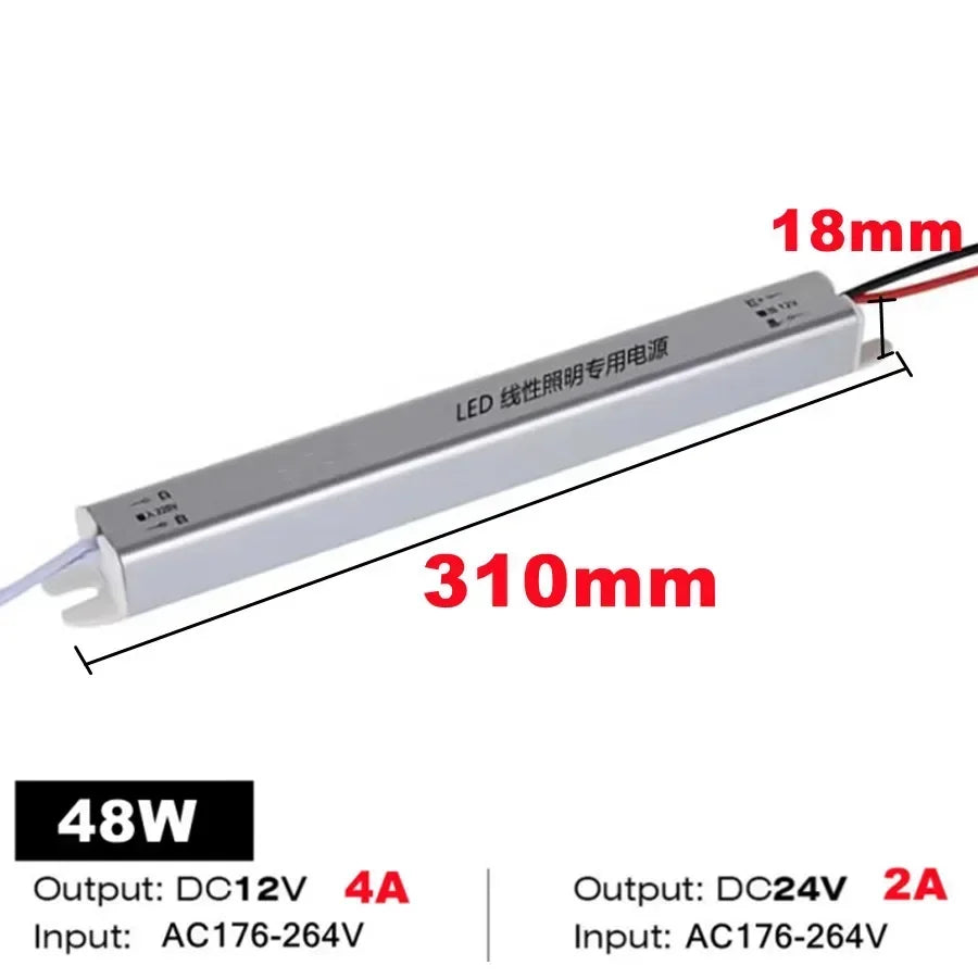 driver led strip 12v 24v 24w 36w 48w 60w 72w 100w ac220v ultrathin moderne