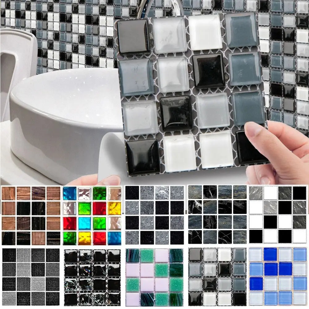carreaux muraux pvc adhésifs moderne noirs gris blancs brillants 30 pièces décoration intérieure cuisine