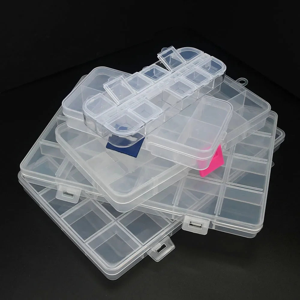 boîtes rangement transparentes poignées 10 compartiments 24 compartiments bijoux diy organisation artisanat bricolage fournitures