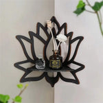 étagère murale décorative lotus bois noir bohème spirituel fixations murales découpes texturées