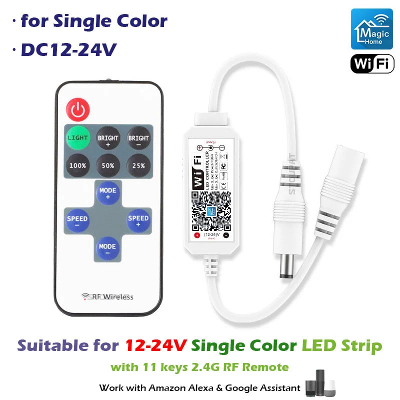 contrôleur led wifi moderne qr code compatible alexa assistant google 16 millions couleurs rgbw