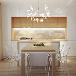 suspension lumineuse moderne branchée feuilles translucides lumière led blanc doré