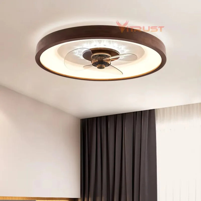 ventilateur led moderne marron blanc contrôle télécommande ailes grille ventilation