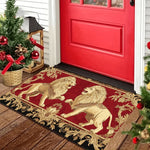 tapis sol lions doré rouge salon bain bordure florale classique 30x50cm 40x60cm polyester