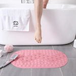 tapis bain texturé motifs géométriques ovales modernes couleurs gris bleu blanc orange rose bien