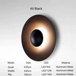applique murale contemporaine dorée noire led fixée mur ronde lisse