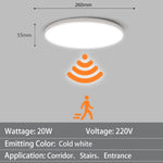plafonnier led imperméable détecteur mouvement radar éclairage intérieur blanc moderne 220v 20w 30w