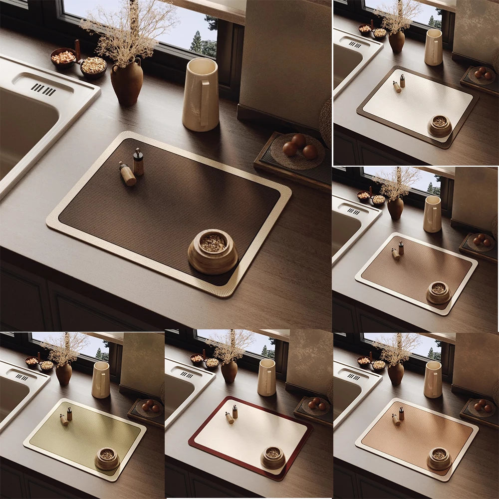 tapis séchage vaisselle cuisine noir microfibre antidérapant absorbant moderne évier plan travail