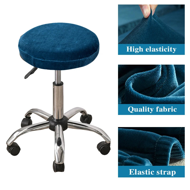 coussin tabouret velours bleu marine marron moderne élastique chair cover universel